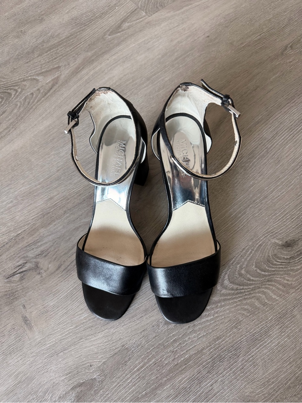 MICHAEL Michael Kors Black Ankle-Strap Block Heel Sandals